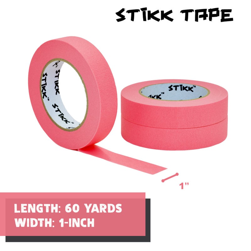 STIKK Painters Tape - 3pk Pink Painter Tape - 1 inch x 60 Yards - Paint Tape for Painting, Edges, Trim, Ceilings - Masking Tape for DIY Paint Projects - Residue-Free Painting Tape - Image 2